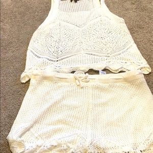 Knitted crop top and short set